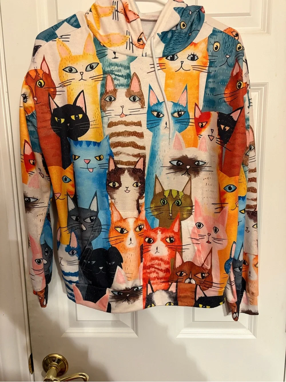 Colorful Cats Print Pet Hoodie - Multi-Colored small adult